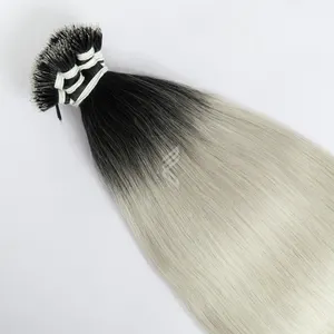 Zwart Op Wit Blonde Ombre Hair Extensions Micro Ring Loop Rauw Vietnamees Haar Cambodian Haar