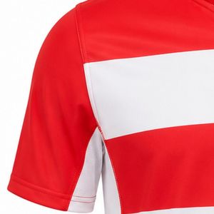 <b>Red</b> White Sublimated Printed Rugby Jersey Short Sleeve Striped Team Shirt Sports Uniform Match Training Wear Athletic Outdoor - Product Image 3
