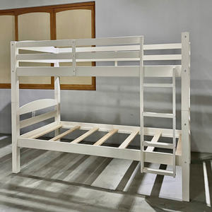 Lit superposé minimaliste personnalisable blanc et expresso, meubles de chambre à coucher en bois sur mesure pour enfants - Product Image 2