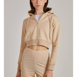 เสื้อฮู้ดสไตล์สตรีทแวร์อเมริกันทรงหลวมสบายๆ ปี 2026 ผ้าคอตตอนผสมโพลีเอสเตอร์ ปักโลโก้ 3 มิติ แบบครอป ซิปหน้า - Product Image 5