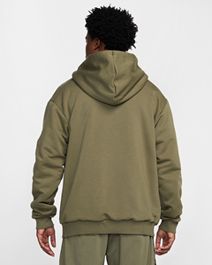 Sudadera con capucha verde oliva para hombre, corte regular, forro polar de algodón, informal, con logo bordado y bolsillo frontal - Product Image 2