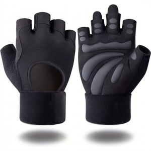 Gants de fitness demi-doigts en cuir unisexe respirants antidérapants avec sangle de poignet réglable pour musculation et haltérophilie, compatibles écran tactile - Product Image 1
