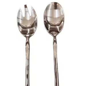 Premium Decorative Metal Salad Serving Set Acrylic Handle for Fruit <b>Pasta</b> and Vegetable Serving Purpose - Product Image 4