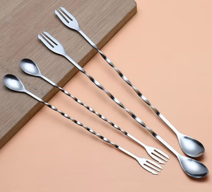 Stainless Steel Bar <b>Spoon</b> Twisted Handle & Fork Bar tools Most Selling Sale Luxury Steel <b>Coffee</b> Mixing <b>Spoon</b> - Product Image 2