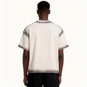 Camiseta de algodón cómoda de manga corta para verano, con lavado vintage, efecto desgastado, estampado láser, bordada, de 240 gramos, con cuello y hombros de moda - Product Image 4