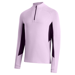 Chemise de sport ajustée pour homme, gris clair, manches longues, fermeture éclair, anti-humidité, avec empiècements noirs - Product Image 3