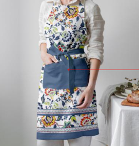 <b>Apron</b>, Dual Pocket, Adjustable Tie, Multipurpose Washable Bib <b>Apron</b> for Home, Kitchen, <b>Chef</b> and Professionals Blue Floral - Product Image 2