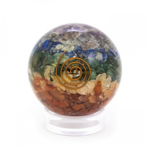 Artisanat en pierres semi-précieuses, sphère d'orgone 7 chakras, boule faite à la main, portable, vente en gros, pierres précieuses, achat métaphysique, Gujarat, Inde, F S - Product Image 1