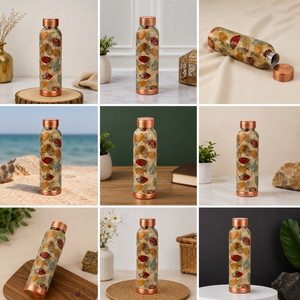 Botella de Agua de Cobre con Diseño de Hojas Bohemias, Portátil para Viajes - Product Image 6