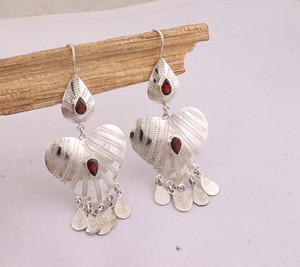 Natural <b>Red</b> Garnet Heart <b>Earrings</b> 925 Sterling Silver Jewelry Wholesale Vintage Dotted Design Handmade <b>Drop</b> <b>Earrings</b> for Women - Product Image 3
