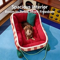 Lit pour chat en peluche douce avec base antidérapante, housse amovible et lavable, utilisable toute l'année pour les petits chiens