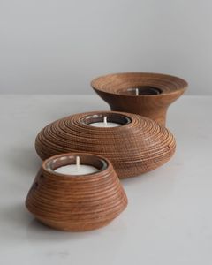 Support de bougie long en bois massif fait main, centre de table rustique décoratif pour la maison, les mariages et les fêtes - Product Image 6