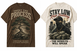 เสื้อยืดคอกลมสไตล์เรโทร ตกแต่งด้วยคริสตัล ลายพิมพ์สกรีน ผ้าคอตตอนหนา 100% น้ำหนัก 300 กรัม ทรงโอเวอร์ไซส์ สตรีทแวร์ สำหรับผู้ชาย - Product Image 5