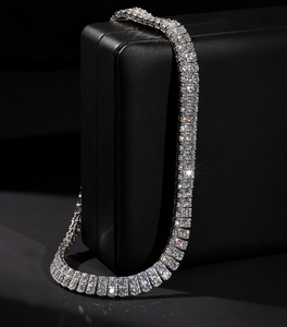 Luxury Square Moissanite Tennis Chain <b>Necklace</b> Iced Out Hip Hop Jewellery Diamond Look <b>Statement</b> Gift - Product Image 2