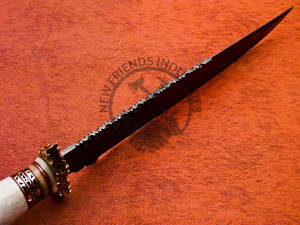 Nueva Edición de Cuchillo de Caza Personalizable de Acero de Damasco para Exteriores con Mango de Hueso de Camello y Latón, Cuchillo Bowie Afilado para Camping y Supervivencia - Product Image 3