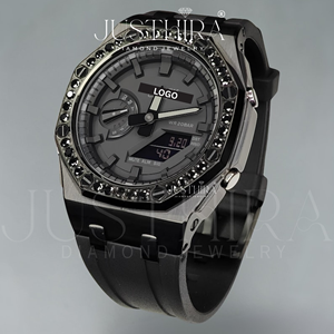 Montre-bracelet en diamant moissanite noir VVS de haute qualité, très demandée, G-Sh0ck, montre en diamant premium pour hommes, prix usine. - Product Image 3