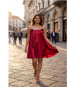 Robe Courte Tendance en Satin Uni pour Femme – Idéale pour l'Été, les Fêtes et les Clubs – Tissu Léger – Vente en Gros - Product Image 1