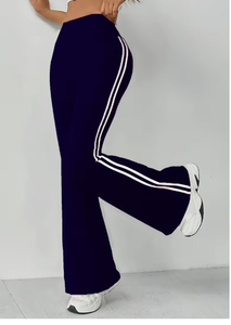 Pantalon de yoga micro-évasé color block tendance pour femme, bas de tenue de sport, pantalon de survêtement mode pour femme, pantalon évasé taille haute pour femme - Product Image 4