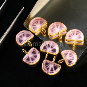 Colgante de Plata de Ley 925 con Baño de Oro Vermeil, con Amatista Rosa Tallada en Forma de Fruta de Naranja, Gema de Amatista Natural, Cristal Curativo, Venta al por Mayor - Product Image 4