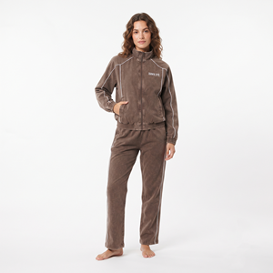 Women's Regular Fit Full Zip Acid Wash Jacket Contrast Piping Jogger Tracksuit Custom Sportswear Set - Product Image 1