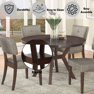 Set da Pranzo 5 Pezzi in Tessuto Grigio Drake e Finitura Espresso, Elegante e Accogliente per la Tua Casa - Product Image 2