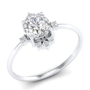 Bagues de fiançailles et de mariage REYES personnalisables pour femmes en argent sterling 925, avec moissanite solitaire taille brillant rond de 0,96 carat - Product Image 5