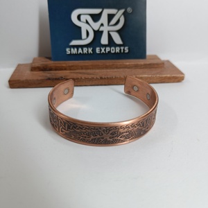 Classic Metal Craft Magnetic Copper Cuff <b>Bangle</b> <b>Engraved</b> Pattern Adjustable Open Bracelet Handmade - Product Image 4
