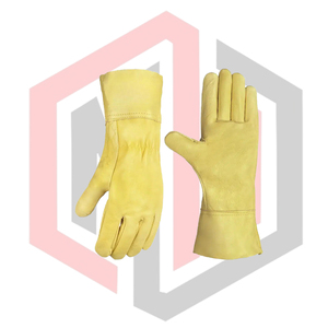 Goat Leather Welding Gloves Flexible Breathable Tear-Resistant Heat-Insulating Anti-static <b>Fire</b>-Fighting Safety Gloves Safety - Product Image 4