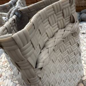 Sac fourre-tout en plastique tressé gris fait main, écologique, réutilisable, pour le marché, panier de courses, sac à main, imperméable, pour la plage d'été, vente en gros - Product Image 6