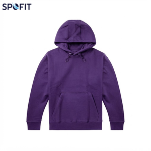 SPOFIT Men's Solid <b>Black</b> Hooded Sweatshirt 100% Cotton Fleece Casual Regular Fit Autumn <b>Hoodie</b> - Product Image 2