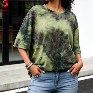 Women's Short Sleeve Knitted Tie Dye T-Shirts-Customized Color & Logo Oversize Fashion Style All-Season Eco-Friendly Breathable - Product Image 5