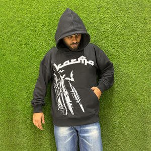 เสื้อฮู้ดดี้โอเวอร์ไซส์คุณภาพสูงสำหรับทุกเพศ ใส่ได้ในฤดูใบไม้ร่วง  ผ้าคอตตอนผสมโพลีเอสเตอร์เนื้อหนา  รับสกรีนโลโก้และชื่อแบรนด์ตามสั่ง - Product Image 1