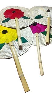 Éventail rond artisanal exquis en paille de palmier tressée, motif floral de luxe, décoration murale durable pour la maison et la galerie - Product Image 2