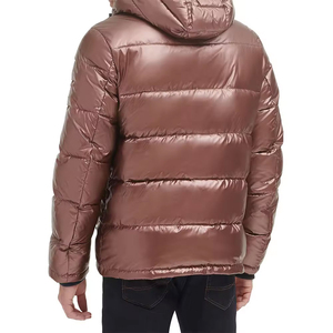 Chaqueta Acolchada con Capucha para Hombre, Color Sólido, Rellena de Plumón, Cierre de Cremallera, Cortavientos, Abrigo Casual de Invierno, Corte Ajustado, Largo Regular - Product Image 6