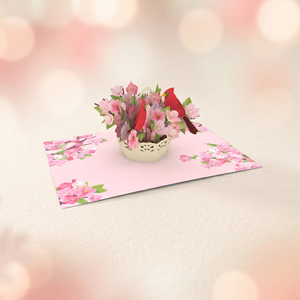 Carte pop-up 3D couple d'oiseaux, cadeau du Nouvel An, carte de vœux artisanale, fournisseur de papier artisanal Sakura Vietnam - Product Image 1