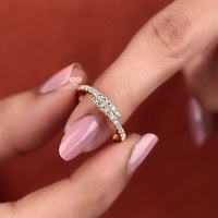 Cincin Emas 10K Desain Modern Berkualitas Standar untuk Wanita, Perhiasan Pertunangan dengan Harga Grosir dari India