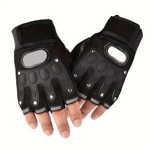 Gants mi-doigts en similicuir, épaissis et antidérapants pour la moto en extérieur, vente en gros, OEM - Product Image 4