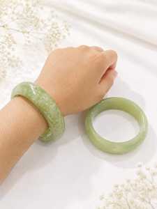 Wholesale Natural Jade <b>Bracelet</b> Dark Green Light Green Jasper Carved Round <b>Ball</b> Theme Gift Resin Crafts - Product Image 2