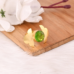<b>Adjustable</b> Green Hydro Brass Handmade Gemstone <b>Ring</b> for Women - Product Image 2