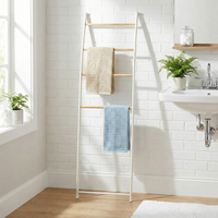 Porte-serviettes autoportant en métal blanc à 4 barres, design minimaliste, support de serviettes de bain mobile pour salle de bain, rangement domestique