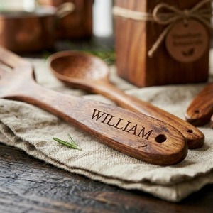 Ensemble de cuillères de cuisine en bois naturel, non toxique, sans danger pour les aliments et finition lisse, idéal pour la maison, la cuisine, les restaurants et les hôtels - Product Image 4