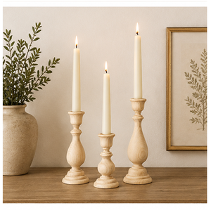 Handmade Rustic Wooden <b>Candle</b> Holder <b>Set</b> Of 3 Elegant Natural Wood Taper Candlestick Stands For Farmhouse Home Decor Centerpiece - Product Image 4