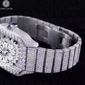 Montre de luxe pour homme Charm Jewells en acier inoxydable, boîtier carré de 40 mm, cadran analogique incrusté de diamants, cristal saphir, mécanique - Product Image 2