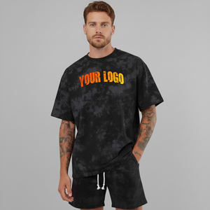 OEM/ODM Custom <b>2</b> tone Oversized T-Shirt & short men's <b>2</b> <b>piece</b> <b>set</b> Drop Shoulder Heavyweight 100% Cotton man baggy short <b>set</b> - Product Image 1