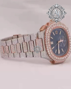 AFAR Jewels <b>Iced</b> <b>Out</b> Moissanite Quartz <b>Watch</b> Stainless Steel Bracelet Analog Date Display Luxury Hip Hop Wristwatch - Product Image 3