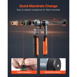 Kit Utensile per Rivetti a Cricchetto da 9 Pollici con 10 Mandrini e 100 Dadi, Misure Metriche e SAE M5 M6 M8 M10 M12 8-32 10-24 1/4-20 5/16-18 per Riparazione Auto - Product Image 4