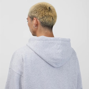 Ensemble sweat-shirt à capuche et short gris pour homme, 100% coton, coupe ample, décontracté, ensemble de survêtement d'été avec poches latérales - Product Image 5