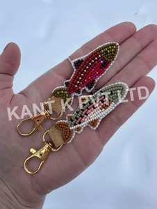 KANT K Blue Starfish Seed Beads Keychain Ocean Theme <b>Bag</b> <b>Charm</b> Handmade Durable Keyring - Product Image 3