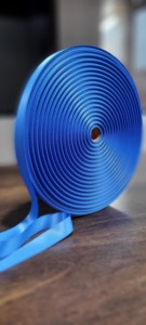 Ruban en satin polyester bleu ciel personnalisé, en rouleau, vierge pour sérigraphie par transfert thermique, bande de ruban tissée étroite, matériau pour lanière et sangle - Product Image 1
