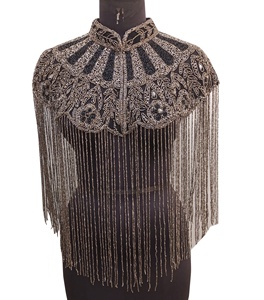 Women's <b>Plus</b> <b>Size</b> Short Vintage Designer Blouse Handmade Tassel Fringe Handbeaded Bespoke Multiwearable Party Cape Spring/Winter - Product Image 1